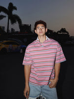 Striped Polo Collar Short-Sleeve T-Shirt 1