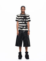 Striped Portrait Print Hooded Knit Sweater 5