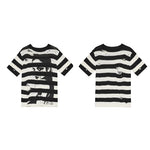 6226791546140,6226791546141,6226791546142,6226791546143, Striped Portrait Print Hooded Knit Sweater