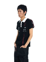 Striped Print Jersey Polo Shirt 1