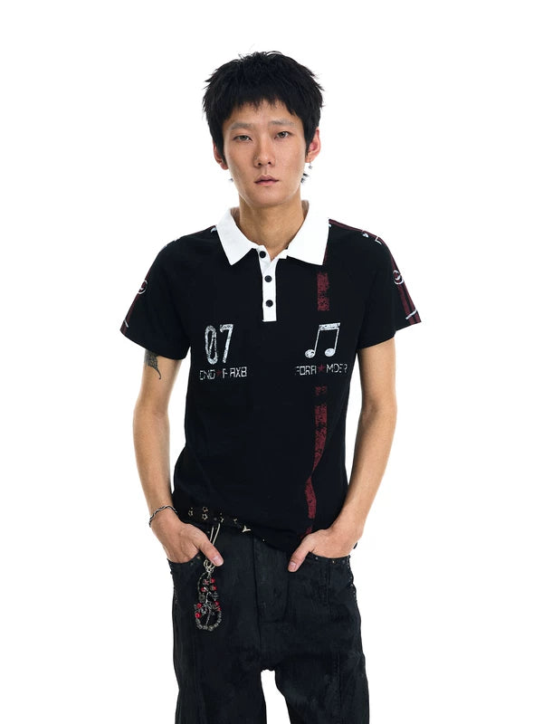 Striped Print Jersey Polo Shirt 3