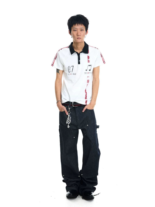 Striped Print Jersey Polo Shirt 4