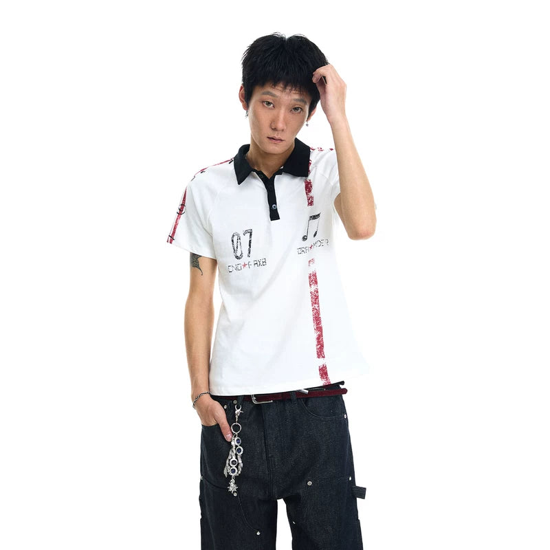 6235049587072,6235049587073,6235049587074,6235049587075, Striped Print Jersey Polo Shirt