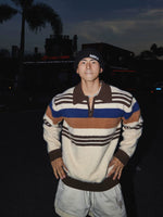 Striped Quarter-Zip Collared Knit Sweater 3