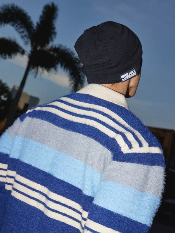 Striped Quarter-Zip Collared Knit Sweater 5