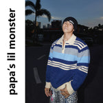 6125207439391,6125207439393,6125207439395, Striped Quarter-Zip Collared Knit Sweater