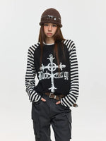 Striped Raglan Long Sleeve Graphic T-Shirt 1