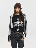 Striped Raglan Long Sleeve Graphic T-Shirt 2