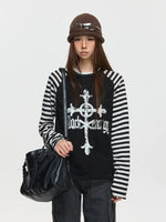 Striped Raglan Long Sleeve Graphic T-Shirt 3