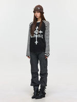 Striped Raglan Long Sleeve Graphic T-Shirt 4