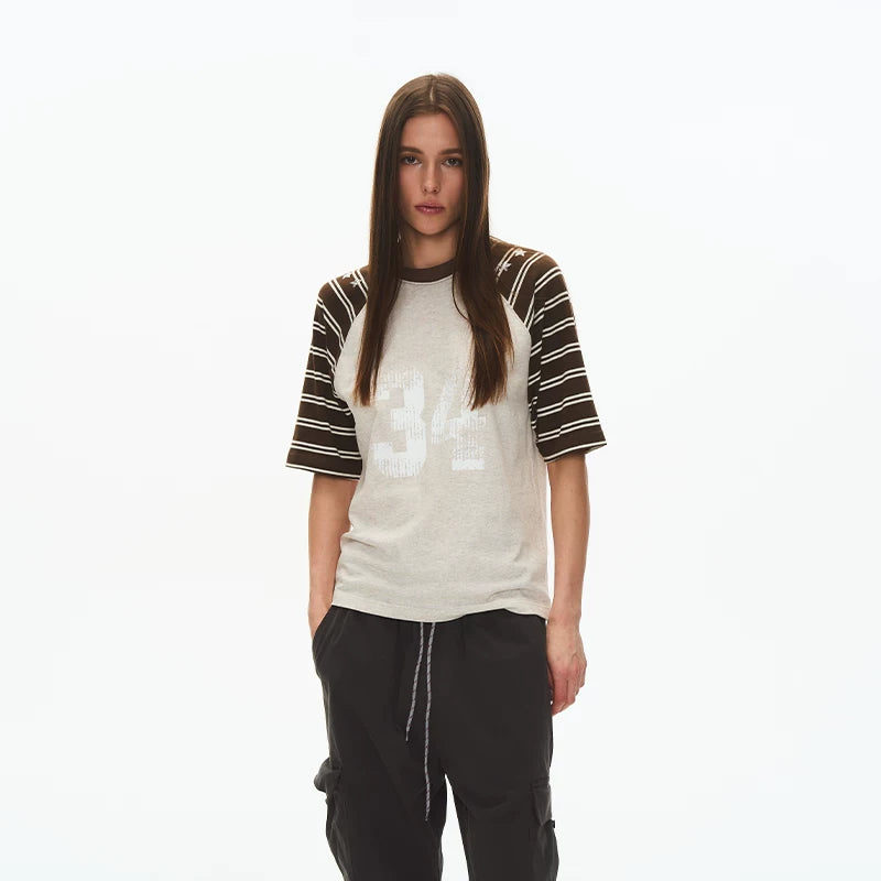 6061120713448,6061120713449,6061120713450,6061120713451, Striped Raglan Short-Sleeve T-Shirt