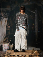 Striped Retro Graphic Long-Sleeve Lyocell T-Shirt 5