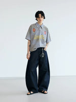Striped Retro Polo Neck Short Sleeve Shirt 3