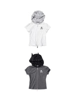 Striped Rhinestone Hooded Short Sleeve T-Shirt 5