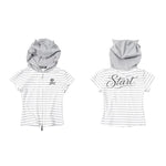 6266309938862,6266309938863,6266309938864,6266309938865, Striped Rhinestone Hooded Short Sleeve T-Shirt