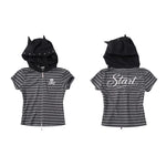 6266320586805,6266320586806,6266320586807,6266320586808, Striped Rhinestone Letter Print Mini Pants