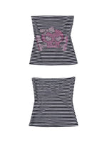 Striped Rhinestone Skull Strapless Tube Top 5