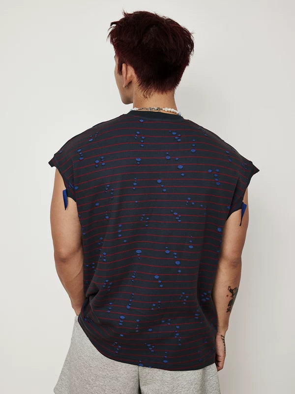 Striped Ripped Sleeveless Vest 4