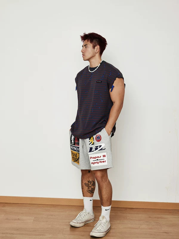 Striped Ripped Sleeveless Vest 5