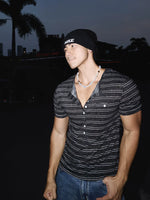 Striped Short-Sleeve Henley Shirt 1