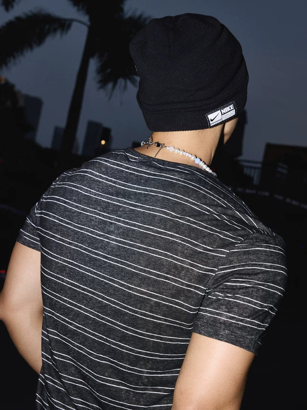 Striped Short-Sleeve Henley Shirt 4