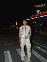 Striped Short-Sleeve Knit Button-Down Shirt 4