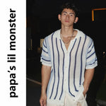 5476989174980,5476989174981,5476989174982, Striped Short-Sleeve Knit Button-Down Shirt