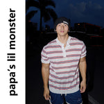 6099526501331,6099526501332,6099526501333, Striped Short Sleeve Knit Henley Sweater