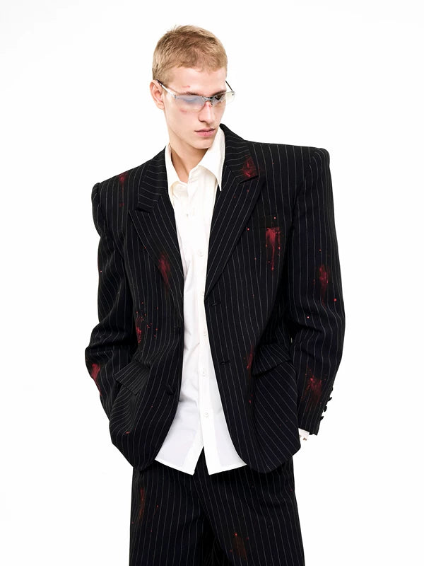 Striped Single-Breasted Slim Fit Suit Jacket 3