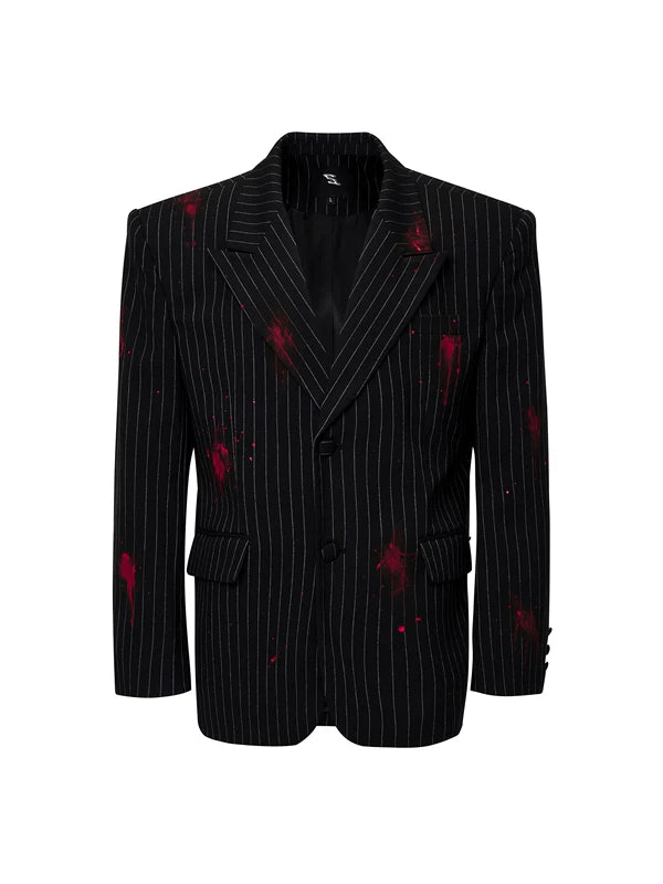 Striped Single-Breasted Slim Fit Suit Jacket 5