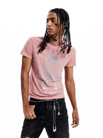 Striped Skull Rhinestone Print T-Shirt 1