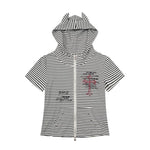 6254116123306,6254116123308,6254116123309, Striped Slim Fit Hooded Zipper Top