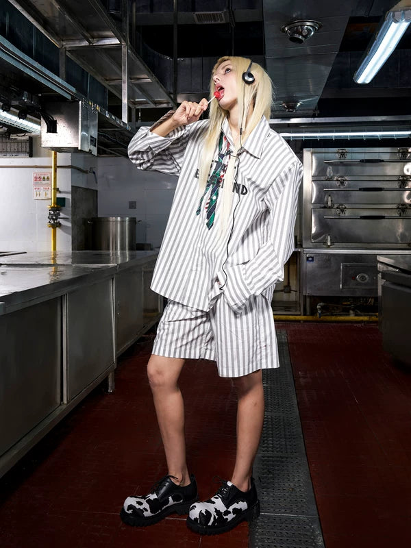 Striped Tie-Print Long-Sleeve Shirt 2