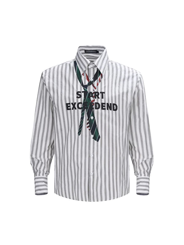 Striped Tie-Print Long-Sleeve Shirt 5