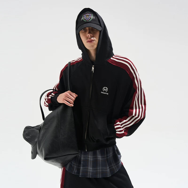 5885973008759,5885973008760,5885973008761,5885973008762, Striped Track Hoodie Zip-Up Jacket