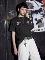 Striped Unicorn Embroidered Short-Sleeve T-Shirt 2