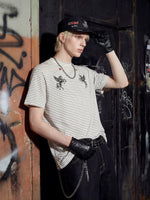 Striped Unicorn Embroidered Short-Sleeve T-Shirt 3