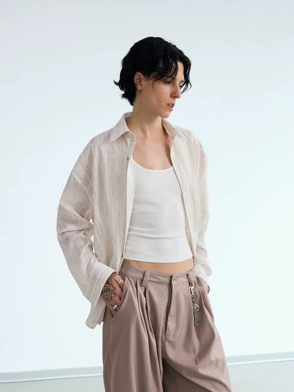 Striped Woven Long-Sleeve Shirt Jacket 2