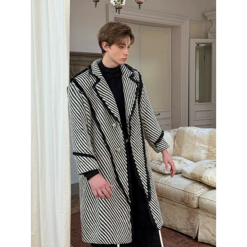 Striped Woven Twill Deconstructed Trench Coat 3