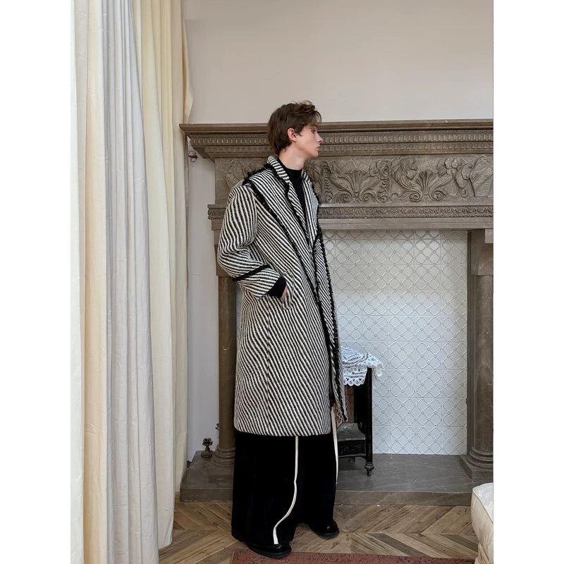 Striped Woven Twill Deconstructed Trench Coat 4