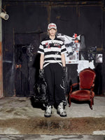Striped Y2K Graphic Polo T-Shirt 4