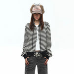 6025494704612,6025494704613,6025494704614,6025494704615, Striped Zip-Up High Neck Hoodie