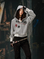 Striped Zip-Up Hoodie Jacket with Graphics 1