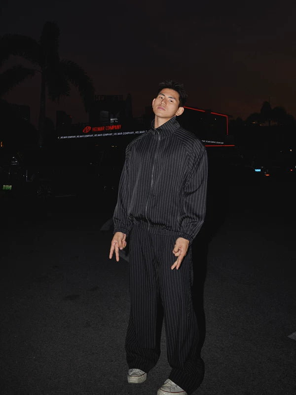 Striped Zip-Up Jacket and Pants Set 1