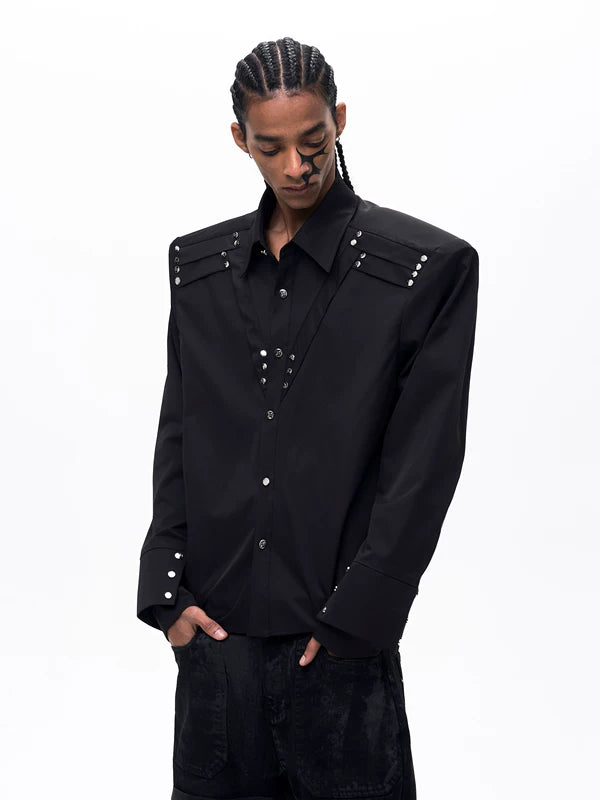 Structural Rivet Detail Long-Sleeve Shirt 2