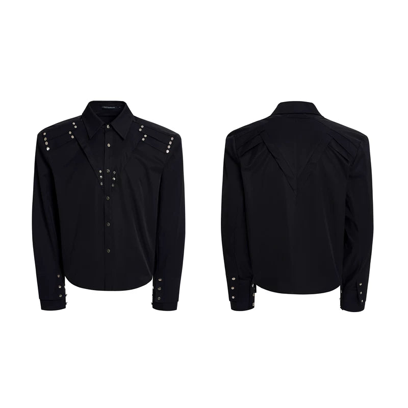 6208848294945,6208848294946,6208848294947,6208848294948, Structural Rivet Detail Long-Sleeve Shirt