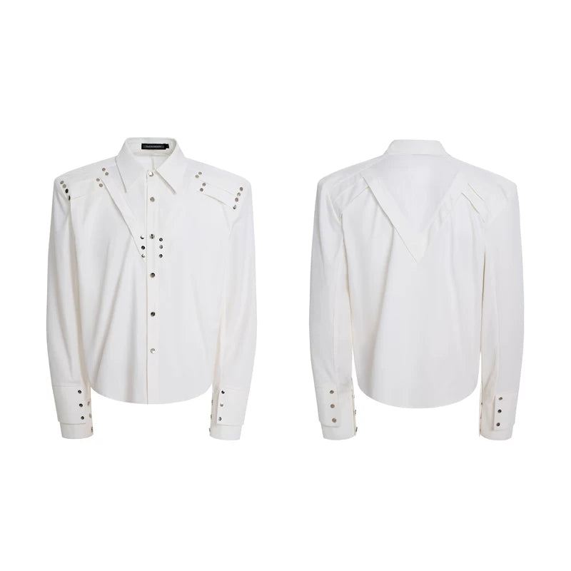 6208848294949,6208848294950,6208848294951,6208848294952, Structural Rivet Detail Long-Sleeve Shirt
