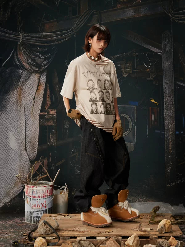 Structural Rivet Wide-Leg Denim Pants 5