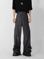 Structural Zippered Flared Straight Leg Pants 1
