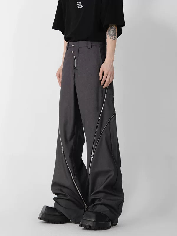 Structural Zippered Flared Straight Leg Pants 2